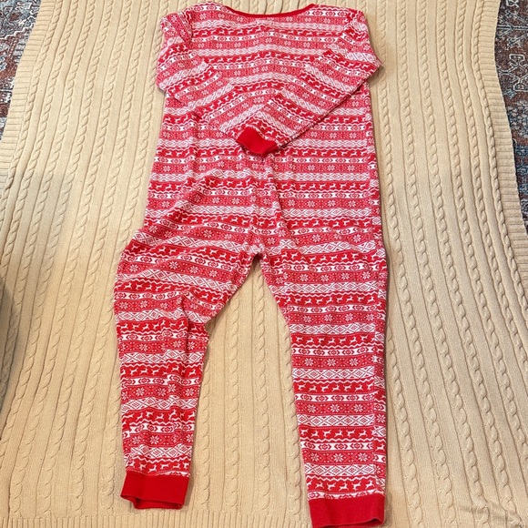 Red & White Waffle Weave Winter Onesie Fair Isle Cotton Blend (Target) Size XXL - Picture 3 of 5